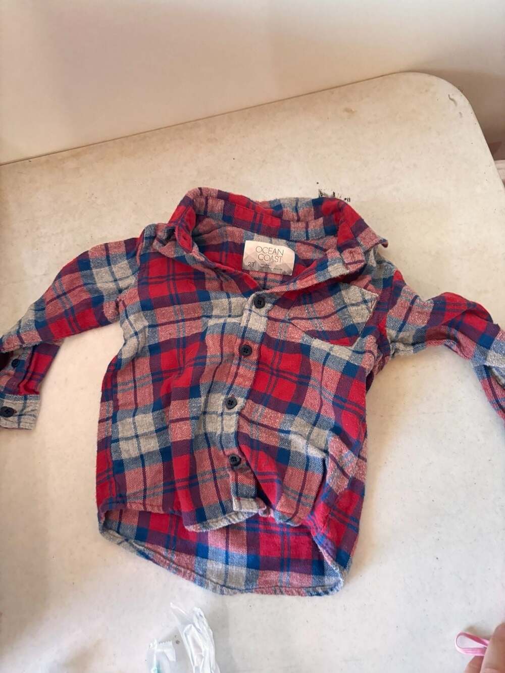 Ocean & Coast Toddler Boys Red and Blue Plaid Flannel Button Down Shirt Size 2T